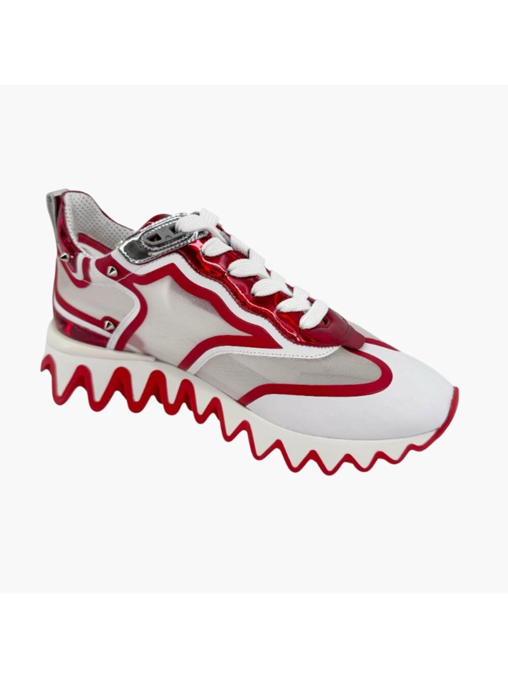 Christian Louboutin Sharkina White Mesh Red Sneakers Size 38 US 8 Women's 6968 - Picture 12 of 15